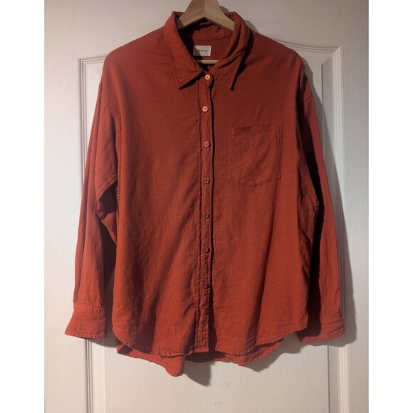 Aritzia Wilfred Free | Relaxed Linen Shirt In Terracotta - Picture 6 of 12